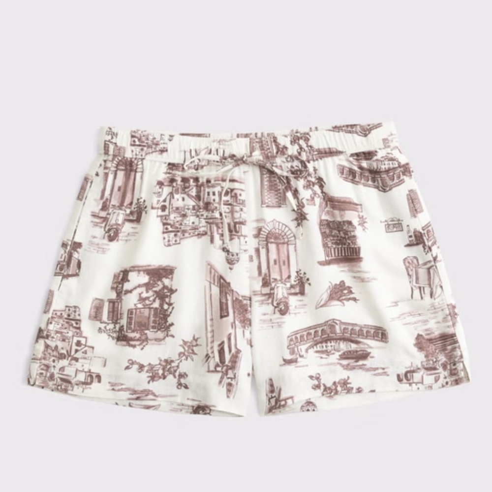 NWT Abercrombie Linen-Blend Pull-On Short